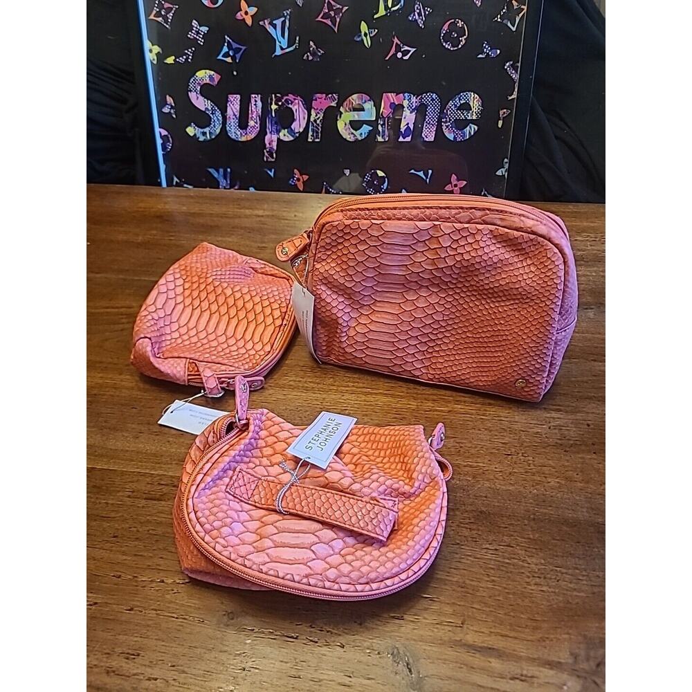 Stephanie Johnson Makeup Bags Set Of 3 Coral